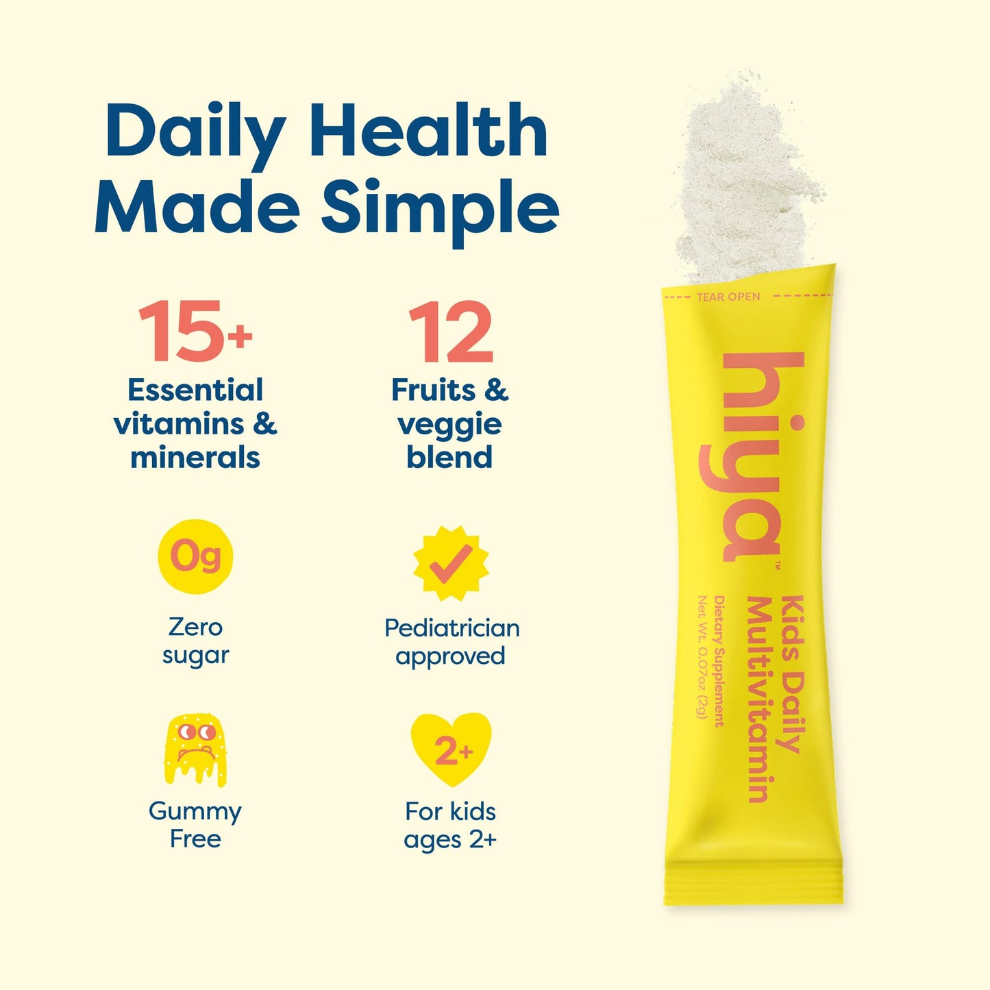 Niños tomando multivitaminas HIYA con sabor natural