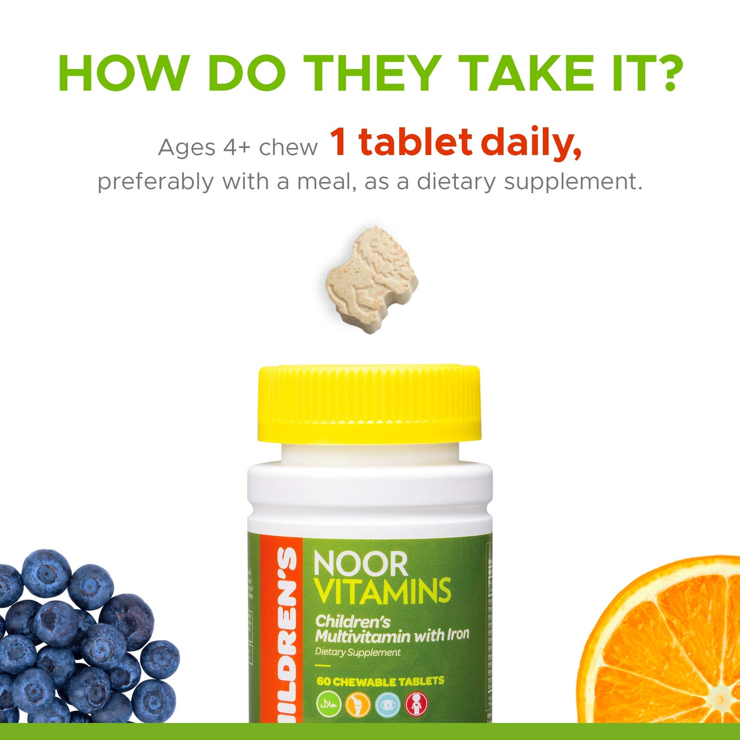Noor Vitamins multivitaminas vegetarianas certificadas halal para niños