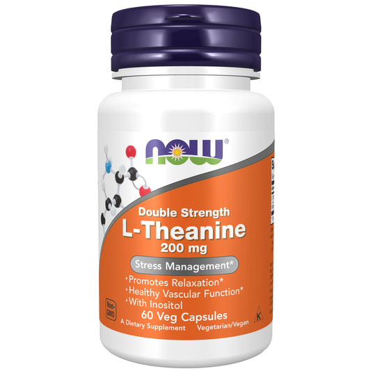Frasco NOW Foods L-Teanina 200 mg con Inositol