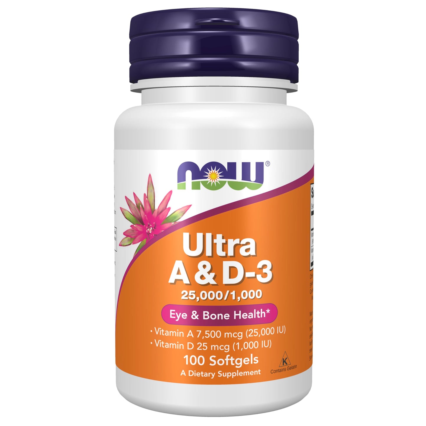Paquete de NOW Foods Vitamina A y D3 para salud ocular y ósea