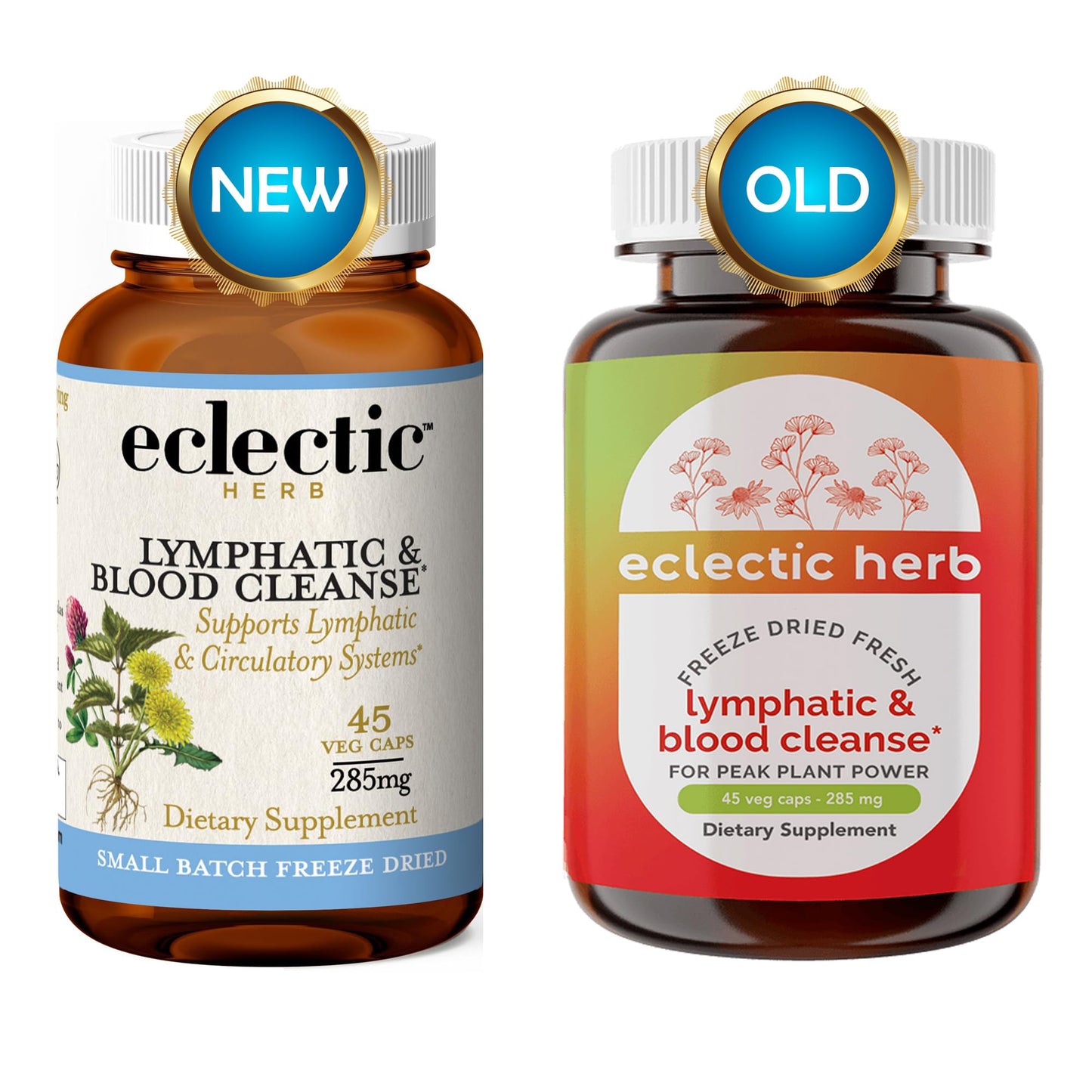 Nuevo y viejo diseño de frasco Eclectic Lymph & Blood Cleanse