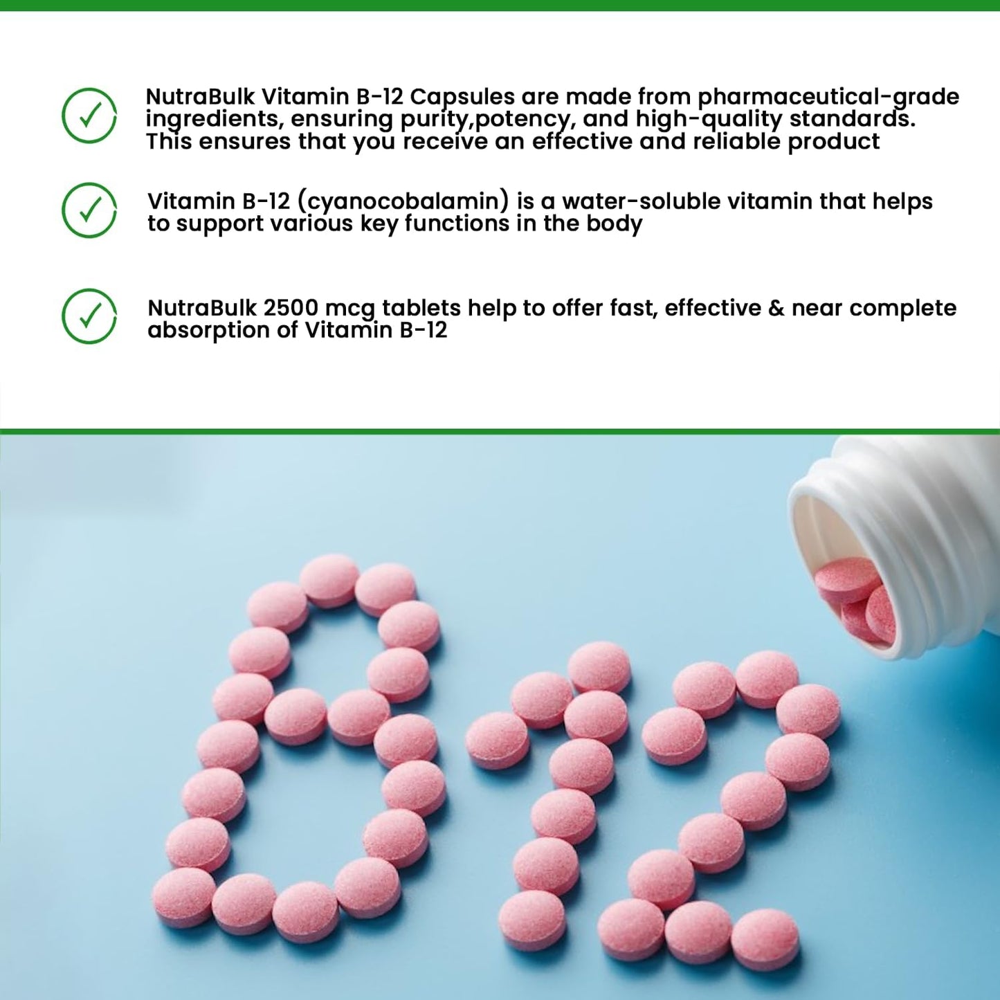 NutraBulk cápsulas sublinguales vitamina B-12 500 unidades