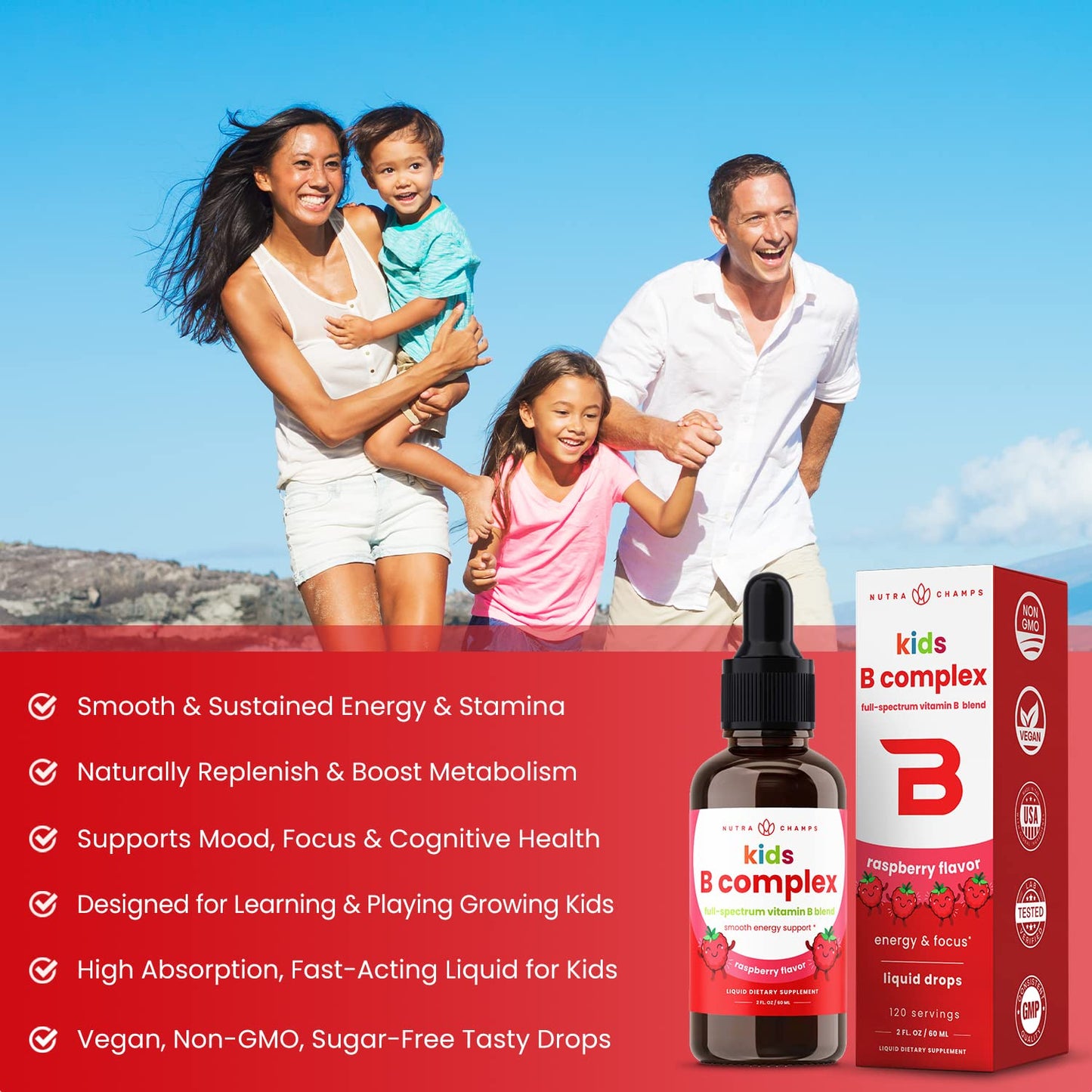 NutraChamps gotas líquidas suplemento vitamina B niños