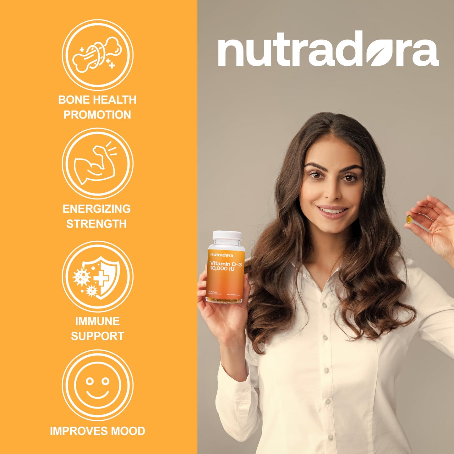 Nutradora cápsulas blandas vitamina d3 soporte óseo