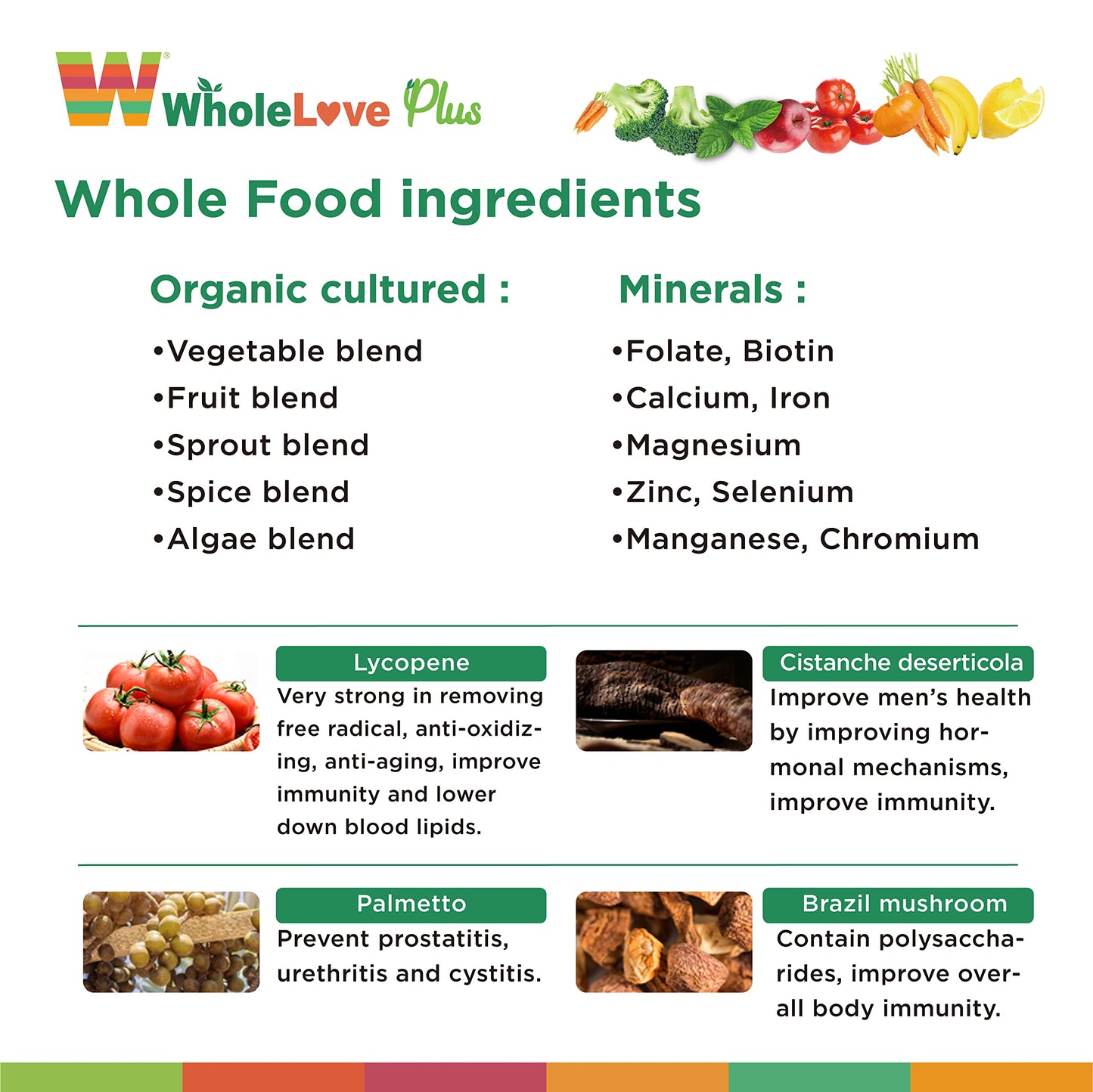 Tabla nutricional del multivitamínico orgánico para mujeres NOTO.