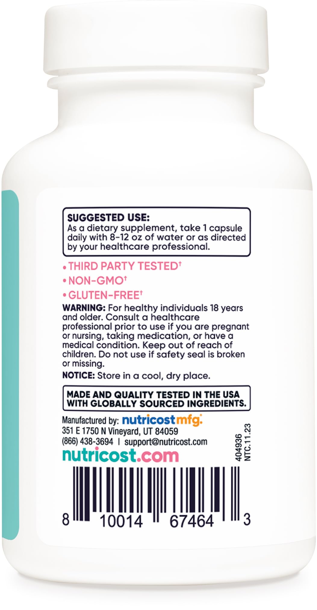 Nutricost biotina 10,000mcg cápsulas vista superior