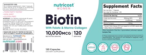 Nutricost biotina paquete cuidado