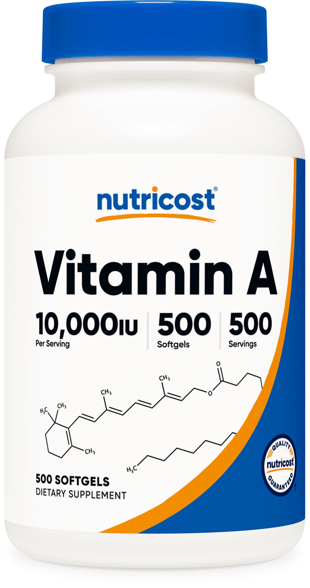Nutricost vitamina A cápsula blanda 10,000 UI 500 unidades
