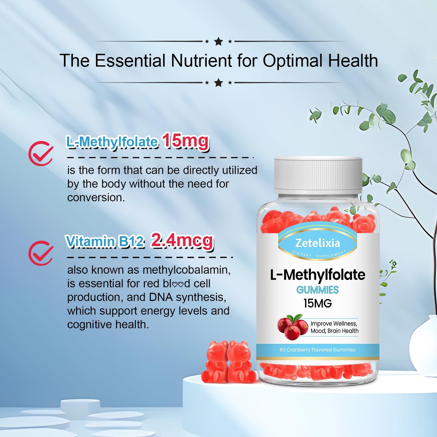 Nutriente esencial L-Metilfolato para salud óptima de Zetelixia