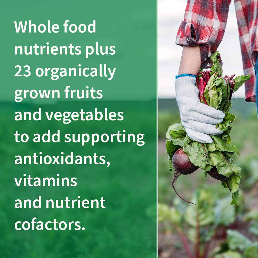 Nutrientes crudos de alimentos integrales en multivitamínico Garden of Life.