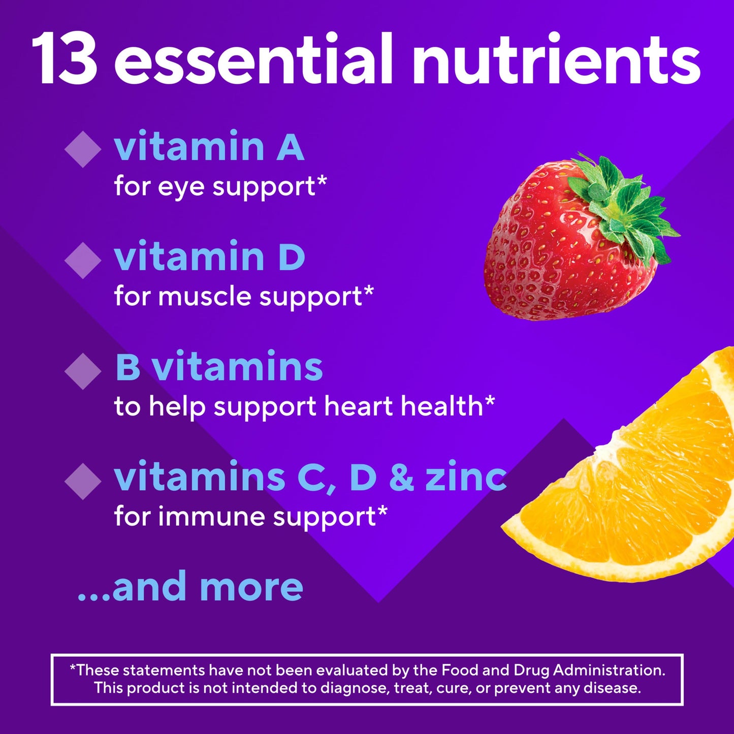 Nutrientes esenciales en las gomitas Vitafusion para hombres 50+.