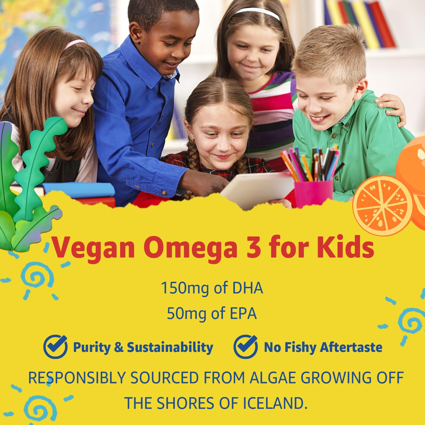 Omega 3 vegano para niños con sabor agradable