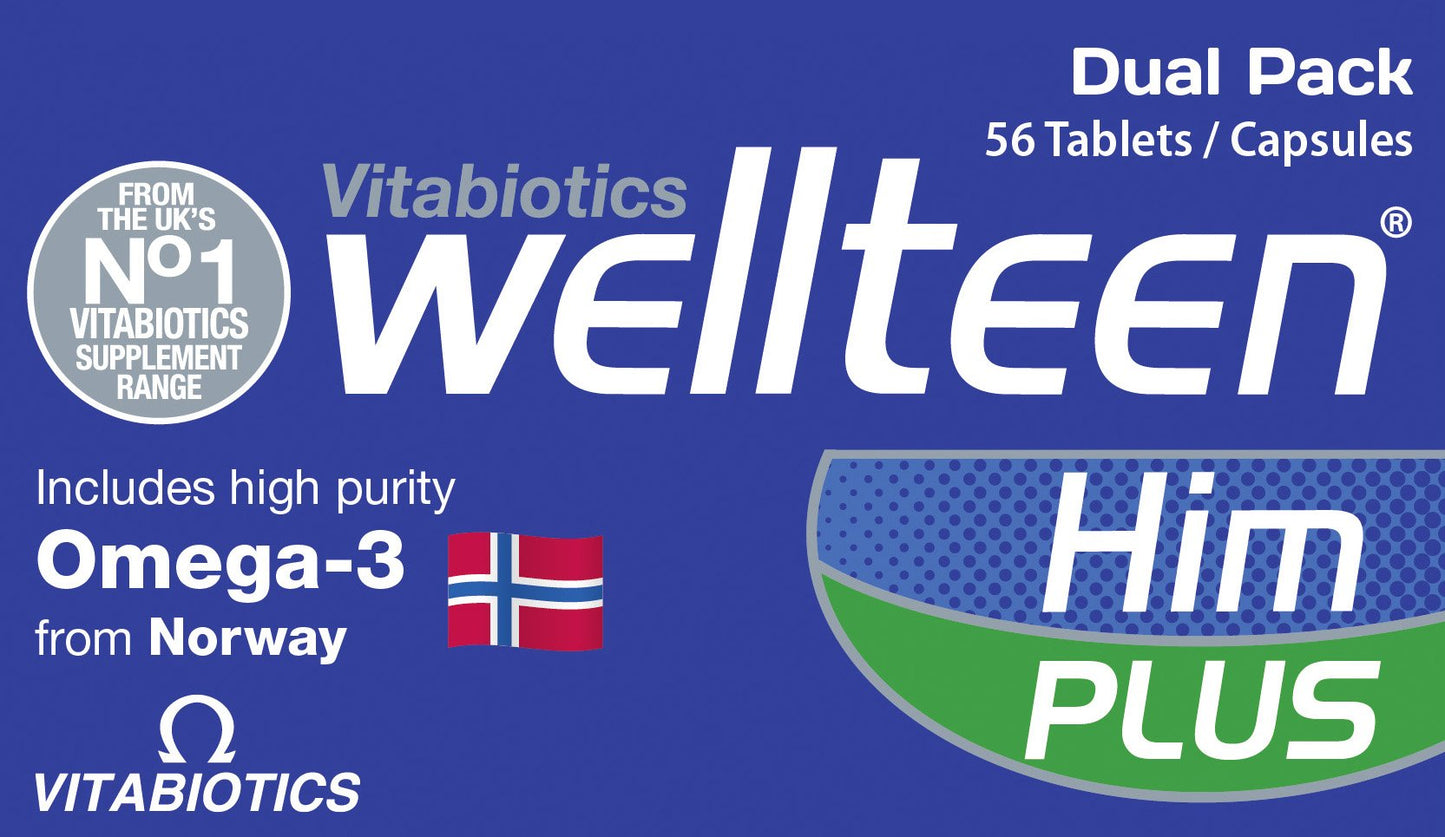 Omega-3 y vitaminas del Wellteen Him Plus para adolescentes