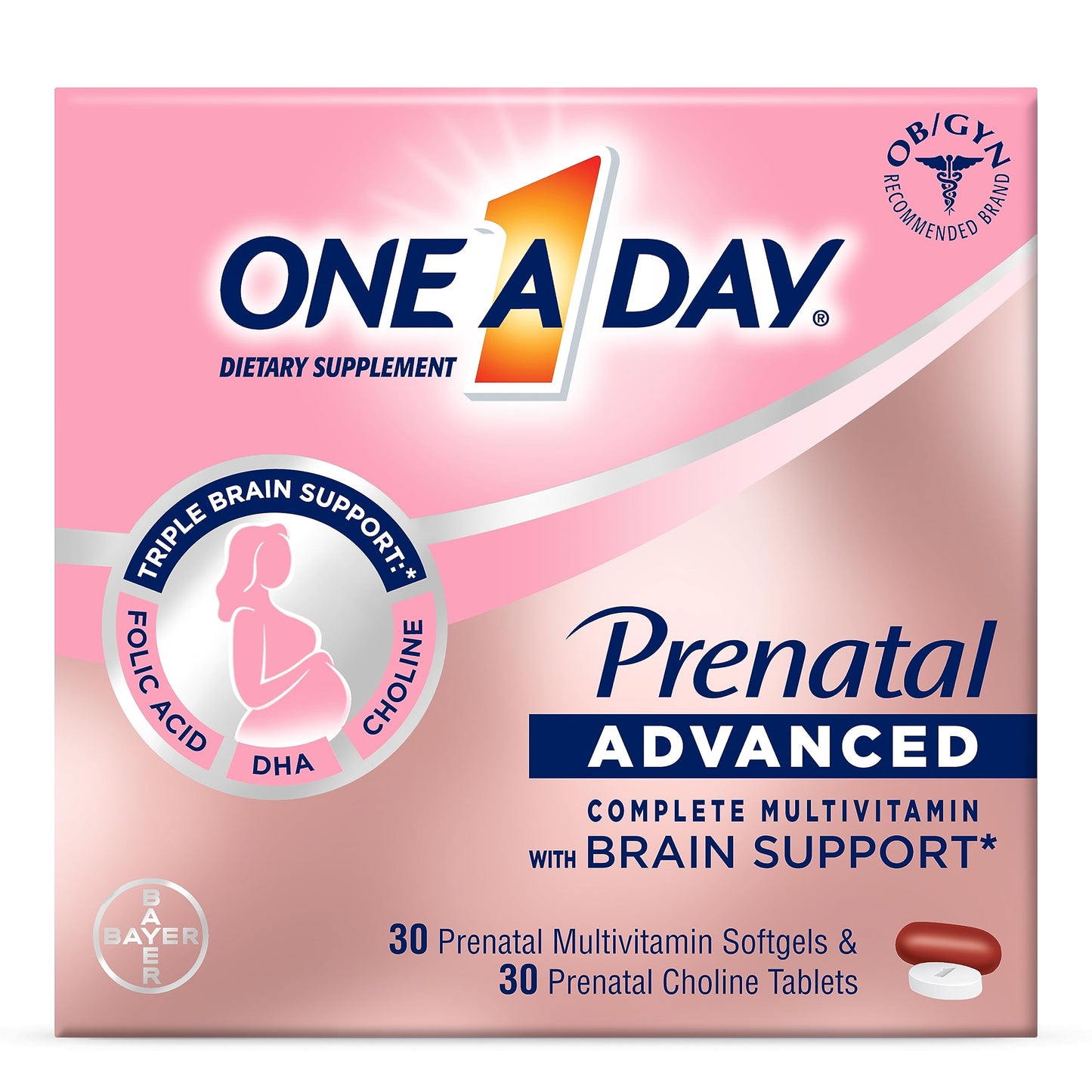 One A Day multivitamínico prenatal avanzado caja frontal