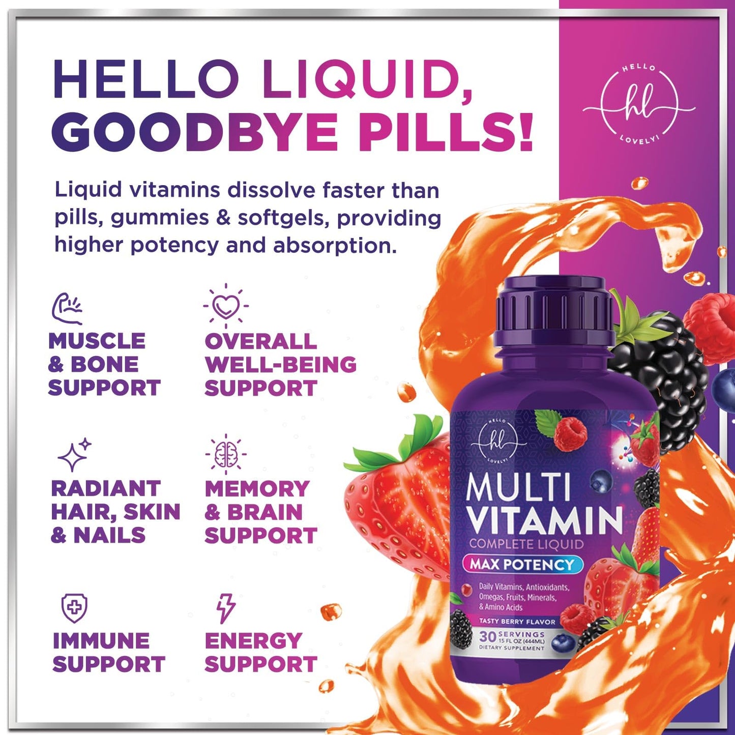 Opción de consumo bebible o en batido de multivitamina líquida