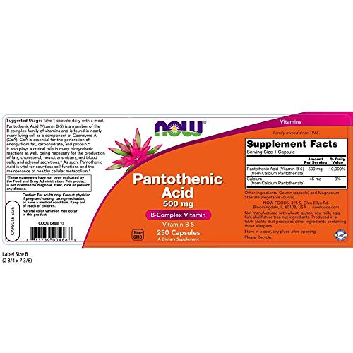 Pack de 2 Now Foods ácido pantoténico cápsulas