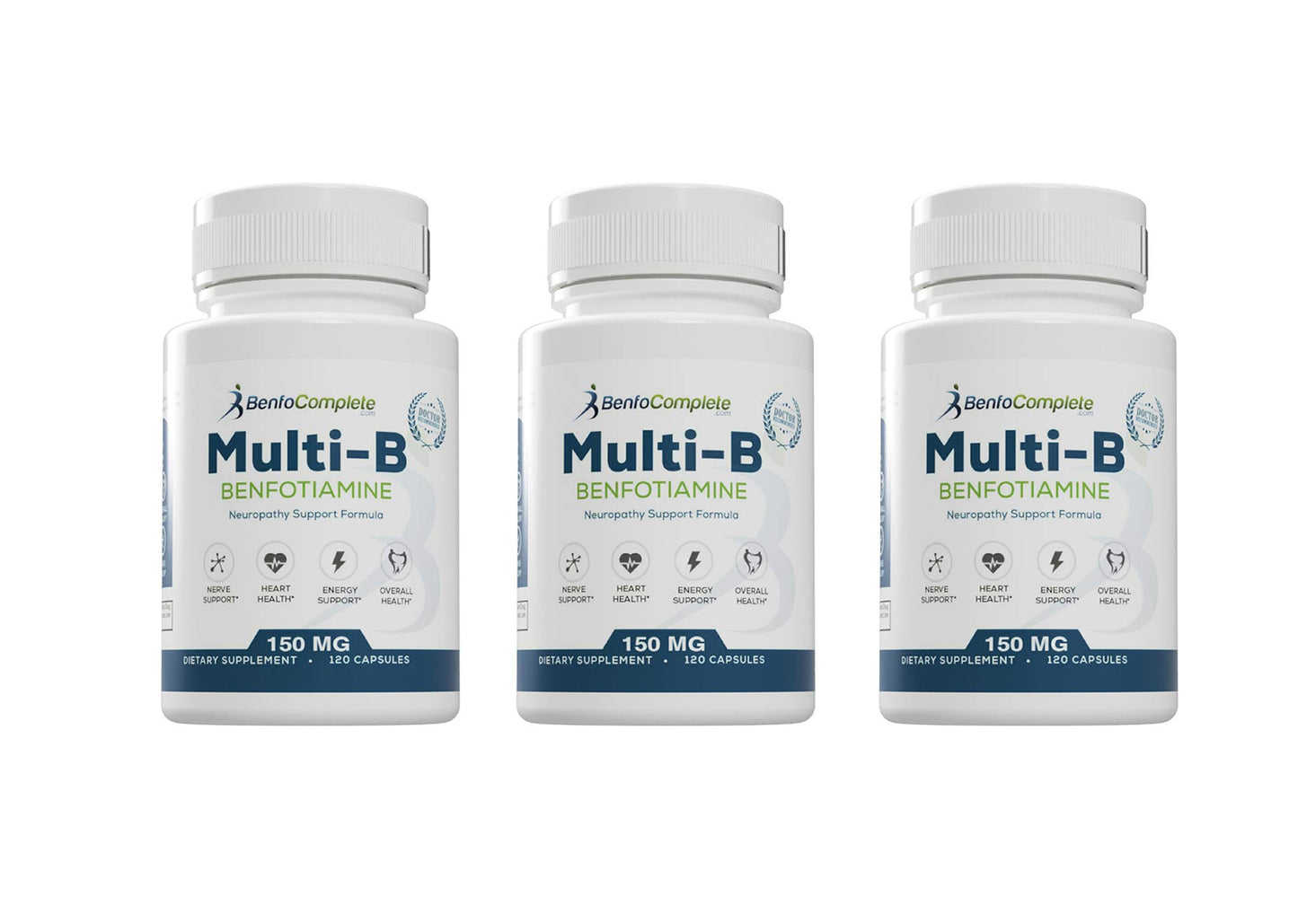 Pack 3 frascos Benfotiamina Multi-B 150 mg 120 cápsulas de gelatina