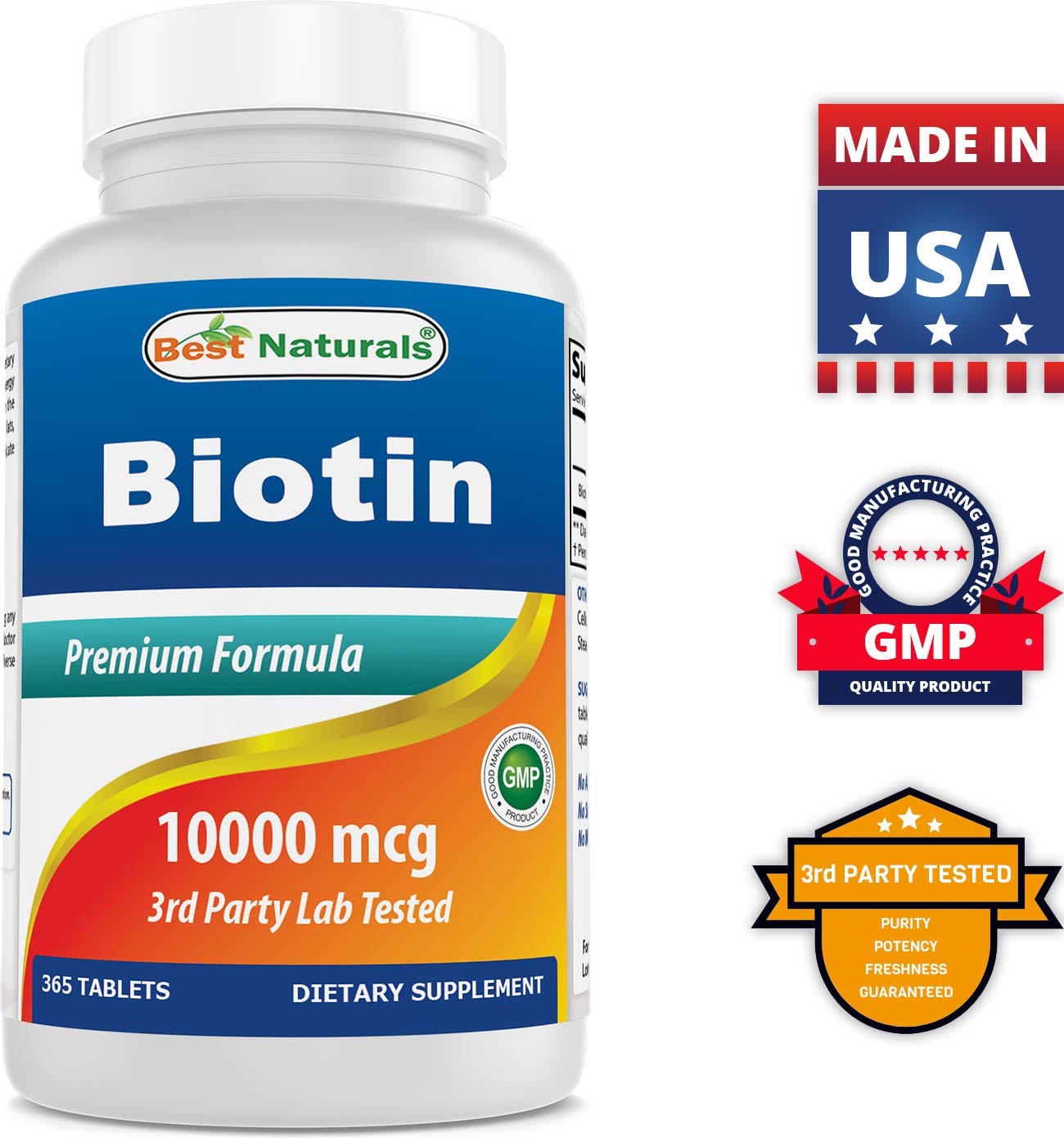 Pack de Biotina Best Naturals 10,000 mcg 365 tabletas
