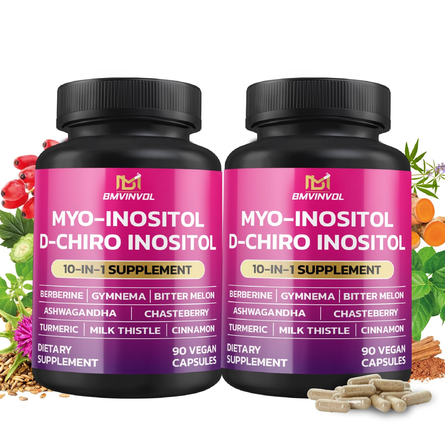 Pack doble suplemento BMVINVOL inositol y extractos naturales femenino