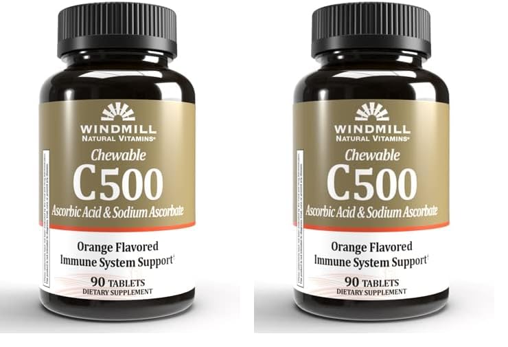Pack doble vitamina C masticable 500mg Windmill sabor naranja
