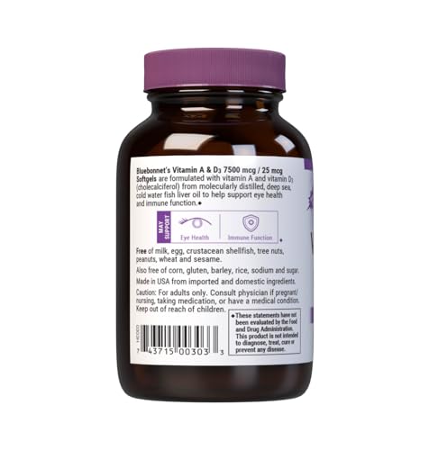 Pack suplementos Bluebonnet vitaminas A y D3
