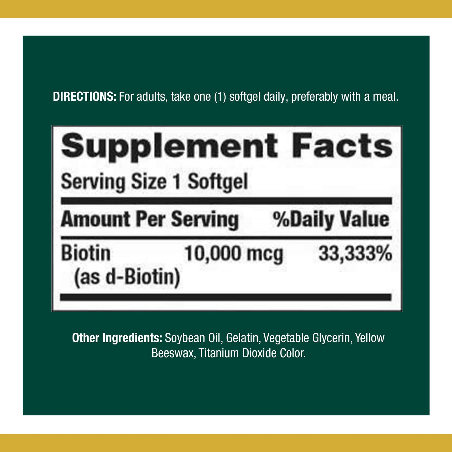 Paquete de 10 frascos de biotina 10000 mcg Nature's Bounty