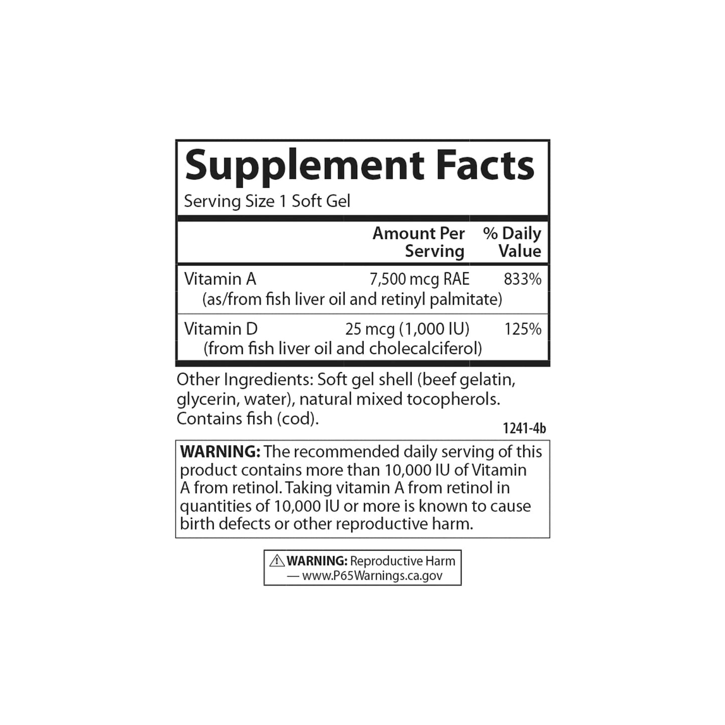 Paquete 100 cápsulas blandas vitaminas a y d Carlson calidad FDA