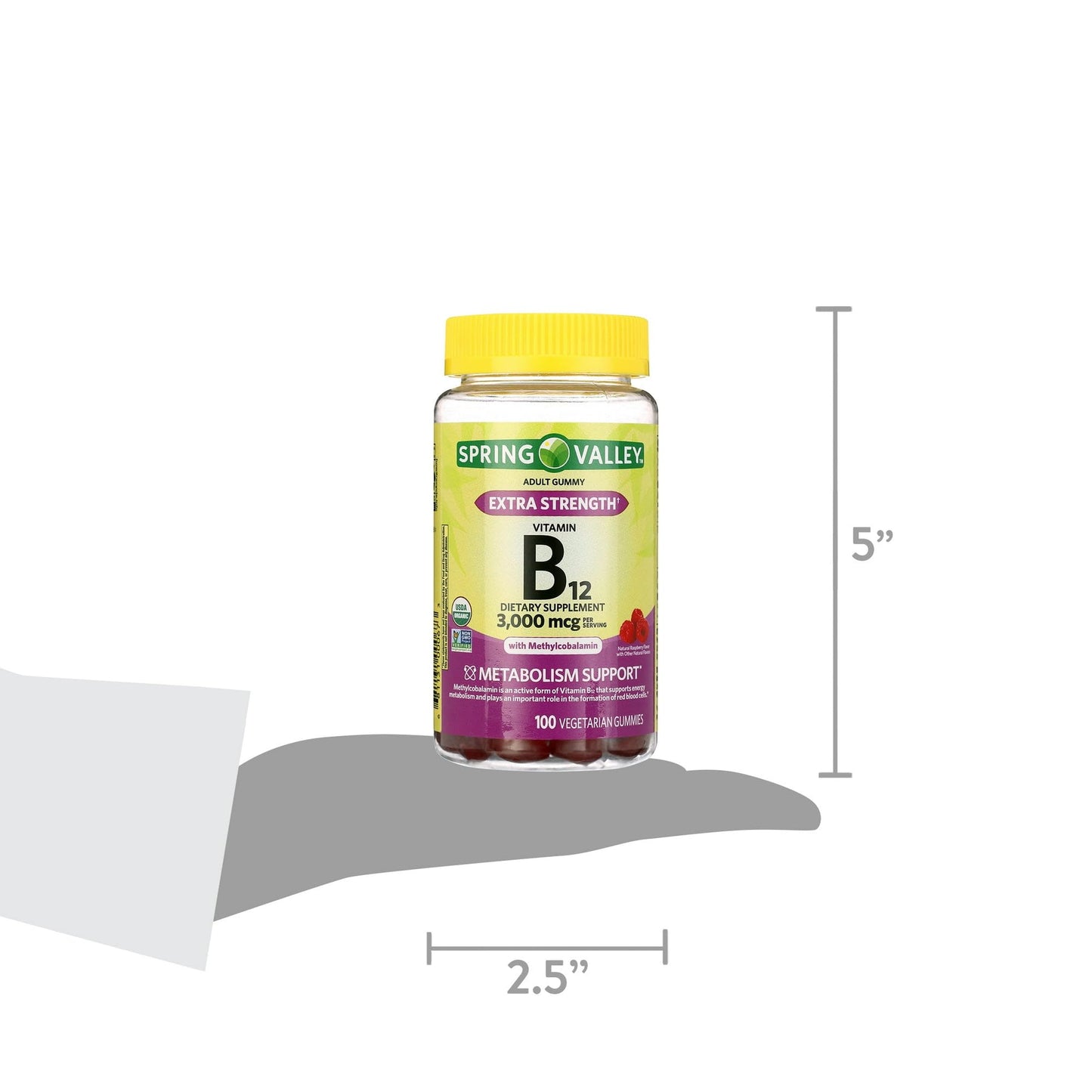 Paquete 100 gomitas vegetales vitamina b12 fuerza extra 3000 mcg pureza