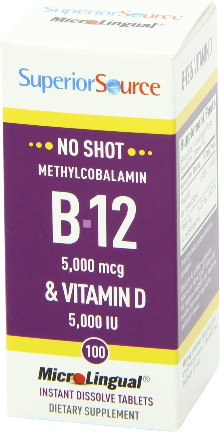 Paquete de 100 tabletas de metilcobalamina y vitamina D3 Superior Source