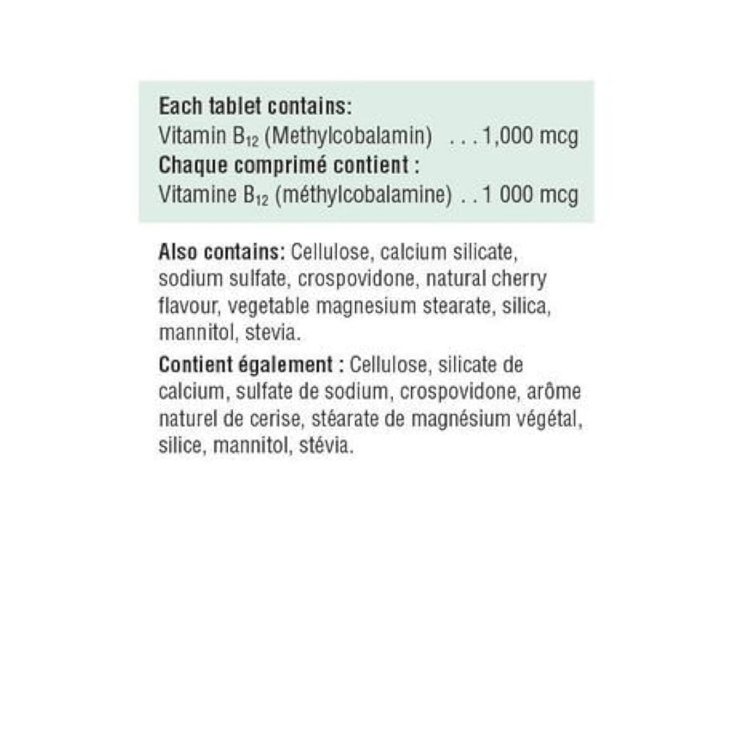 Paquete 100 tabletas sublinguales Jamieson vitamina B12