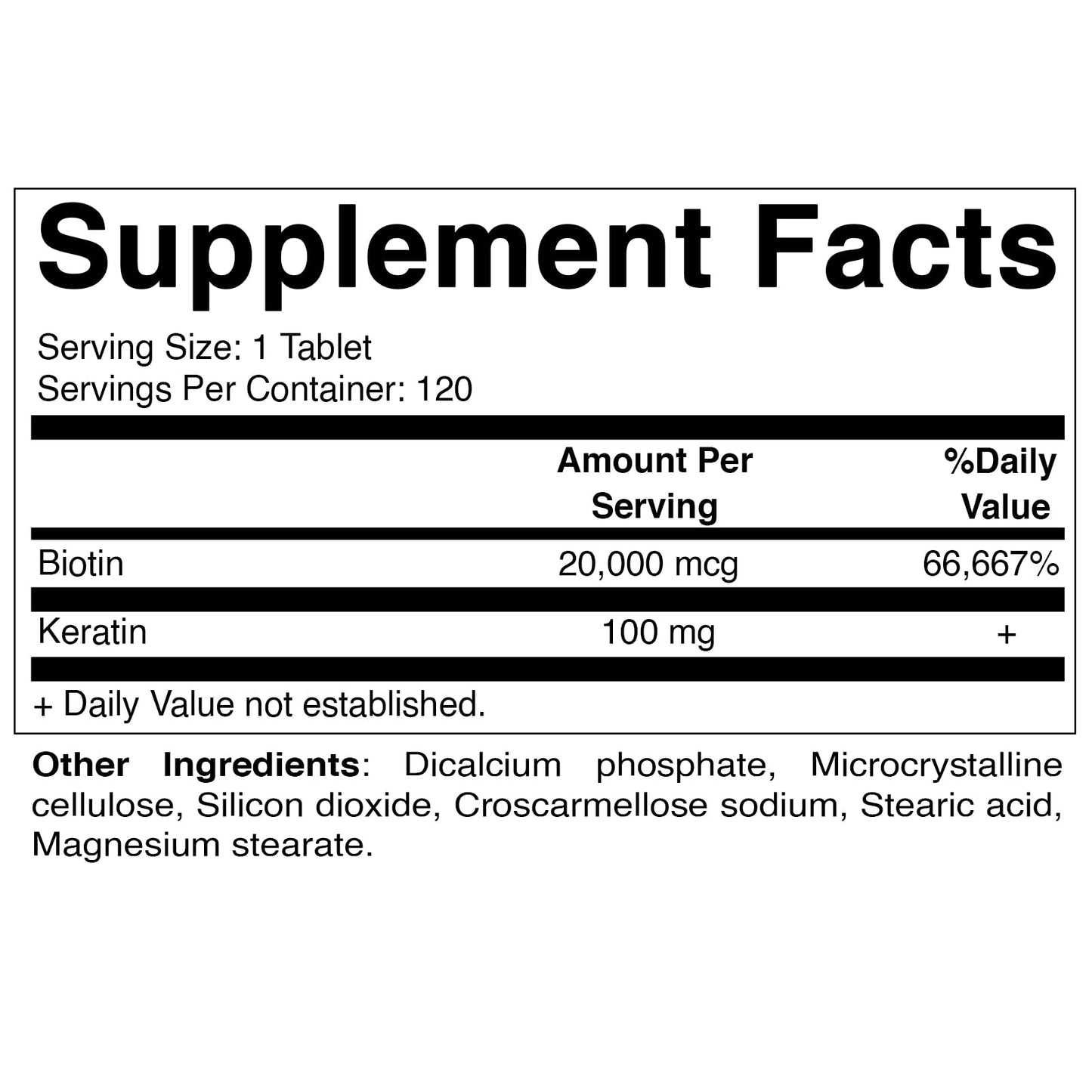 Paquete de 120 tabletas biotina con queratina Vitamatic