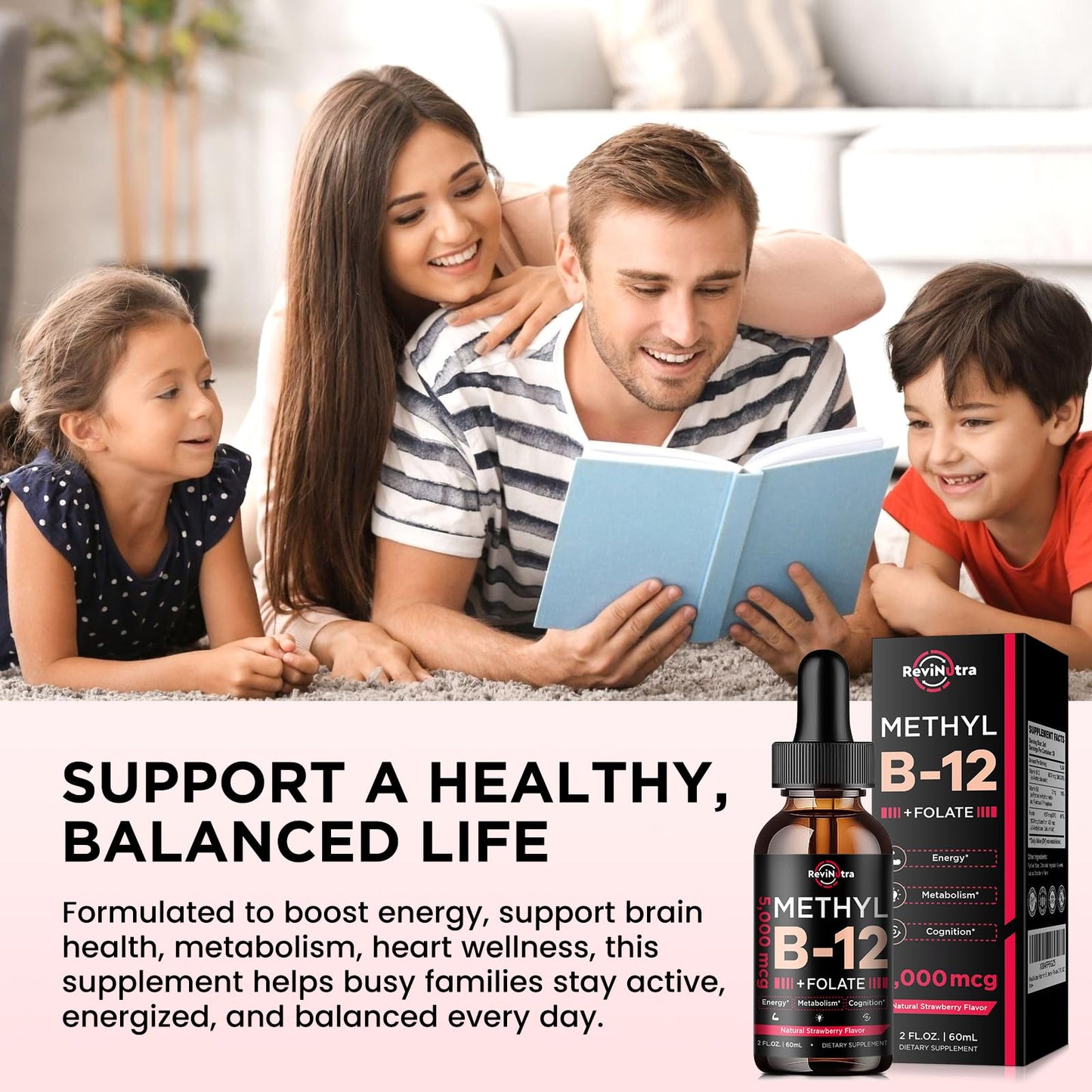 Paquete 2 gotas líquidas vitamina b12 5000mcg ReviNutra vegano