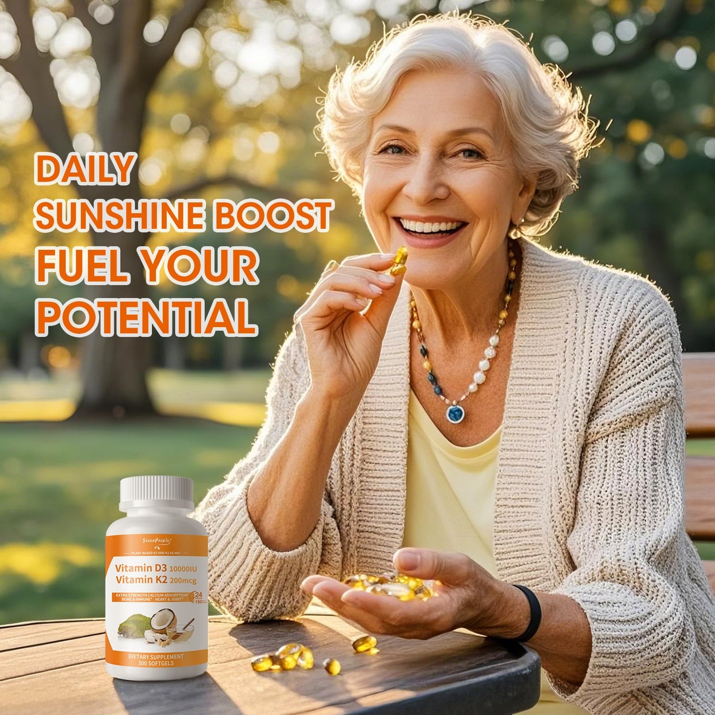 Paquete 300 cápsulas vegan de vitamina D3 y K2 MK-7
