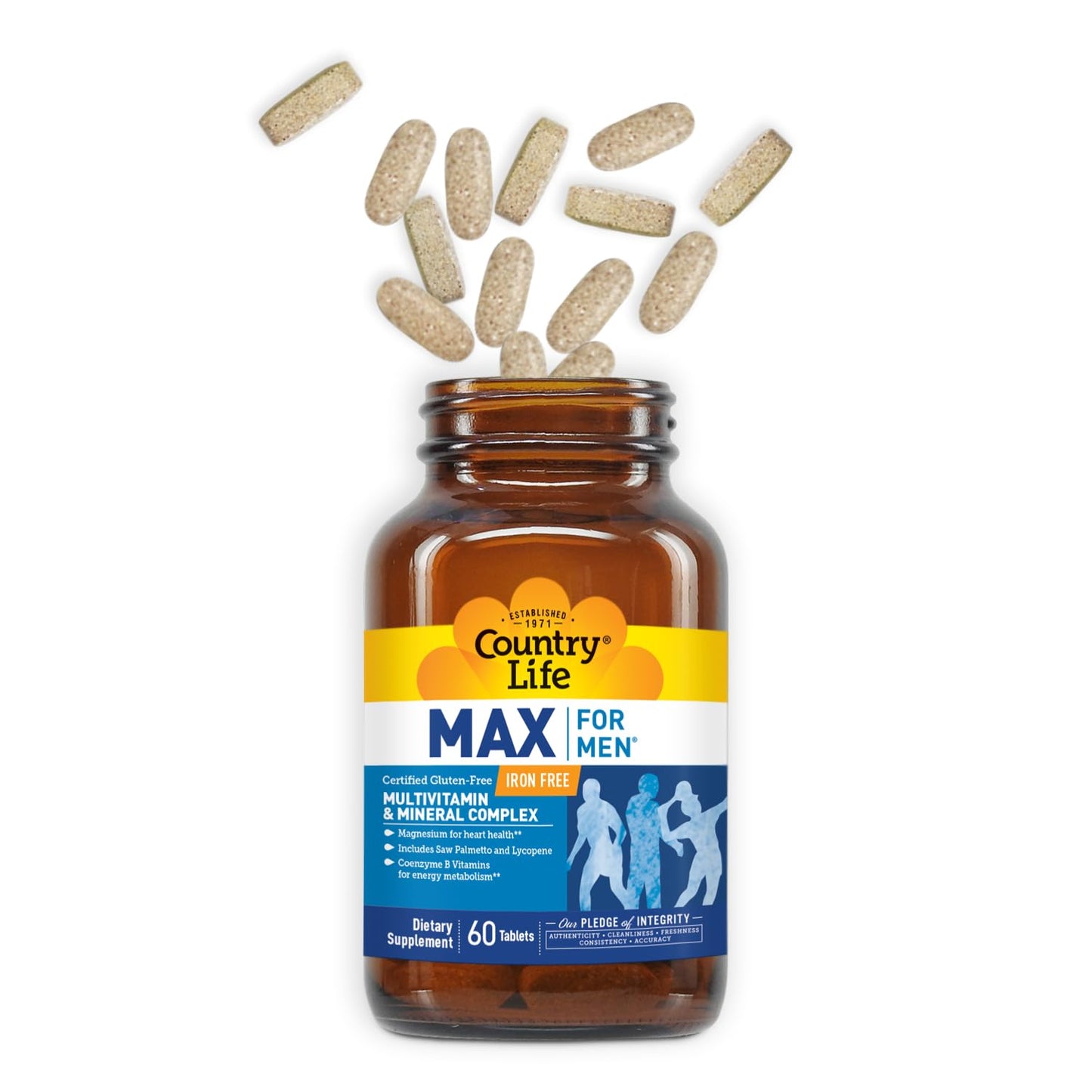 Paquete de 60 tabletas multivitamínicas Country Life para hombres