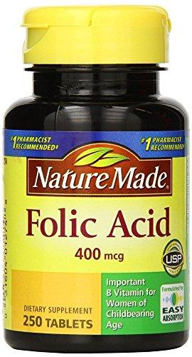 Paquete ácido fólico Nature Made 400 mcg 250 tabletas x6