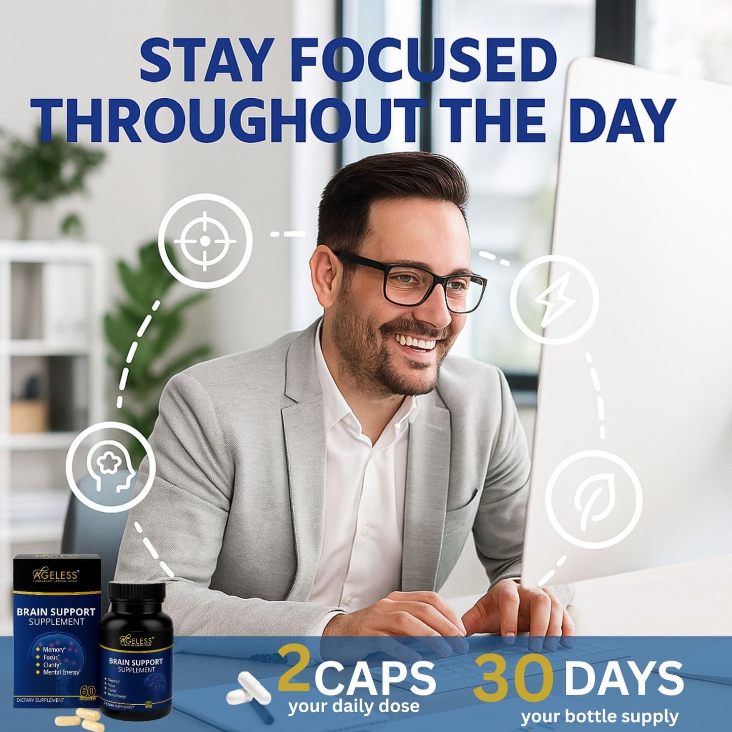 Paquete avanzado Ageless NAD+ y nootrópicos para adultos