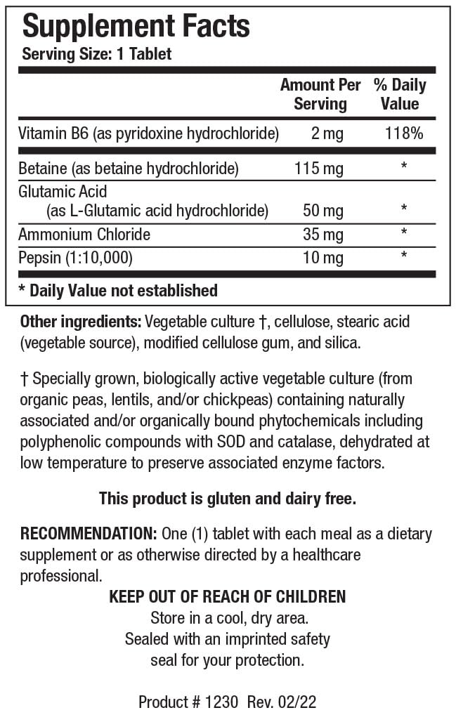 Paquete Biotics Research HCl Plus apoyo digestión ácido gástrico
