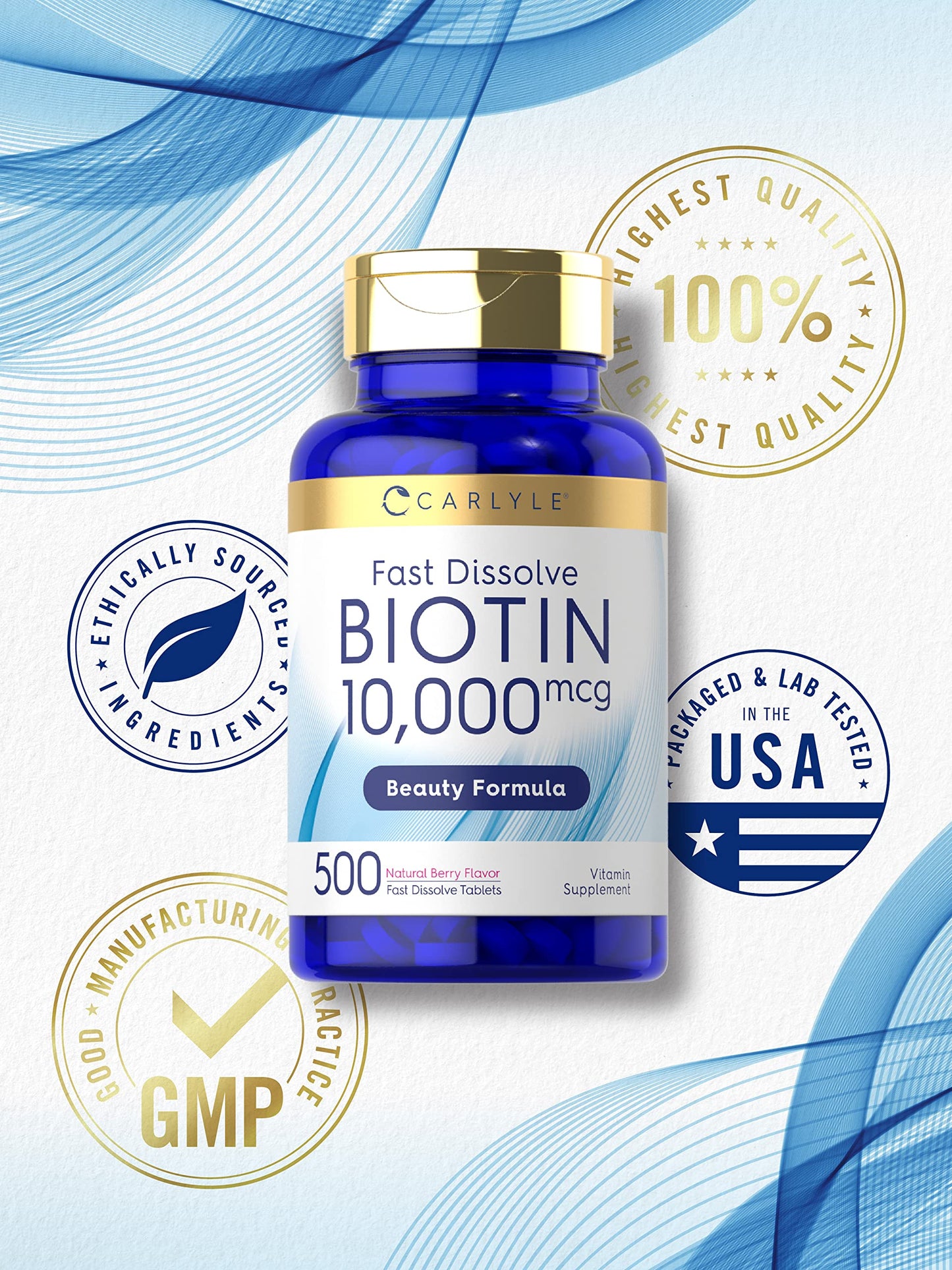 Paquete de biotina máxima fuerza disolución rápida Carlyle