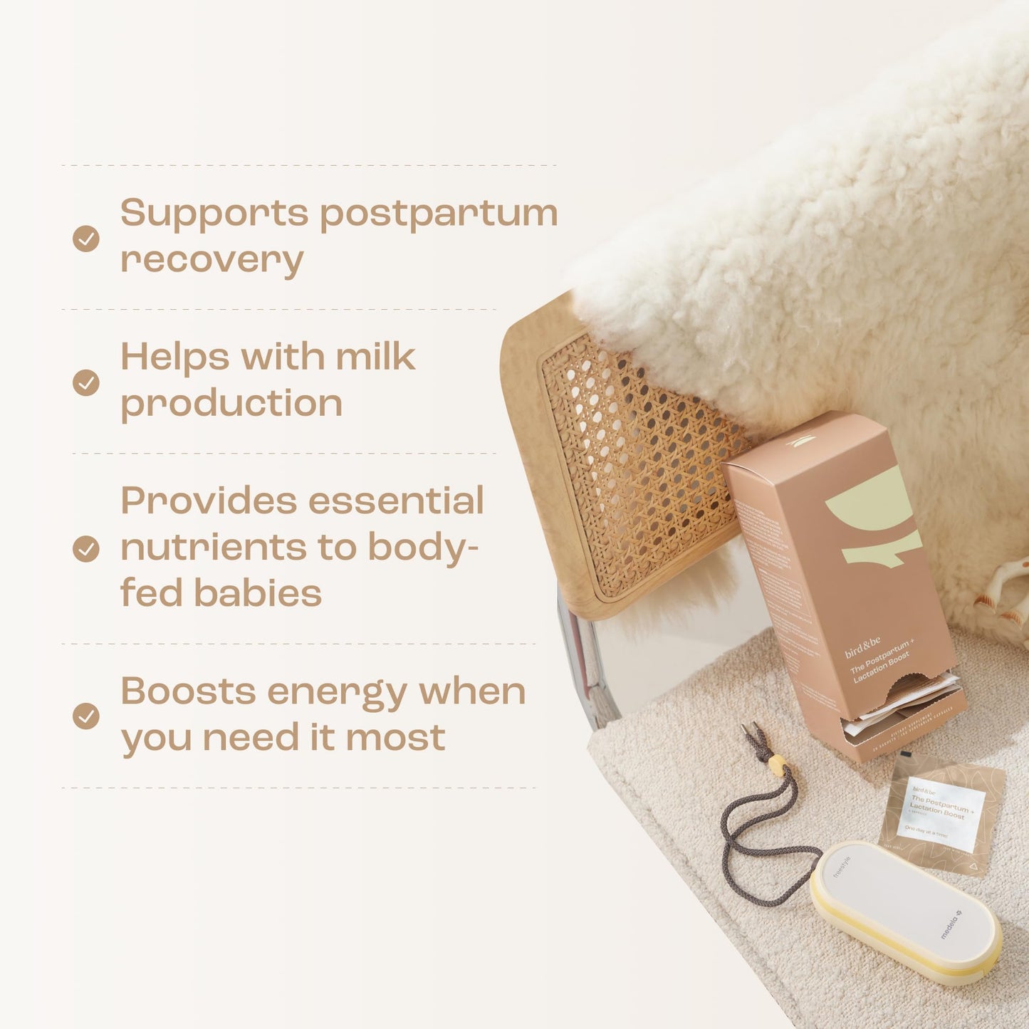 Paquete bird&be The Postpartum vitaminas apoyo hormonal y lactancia
