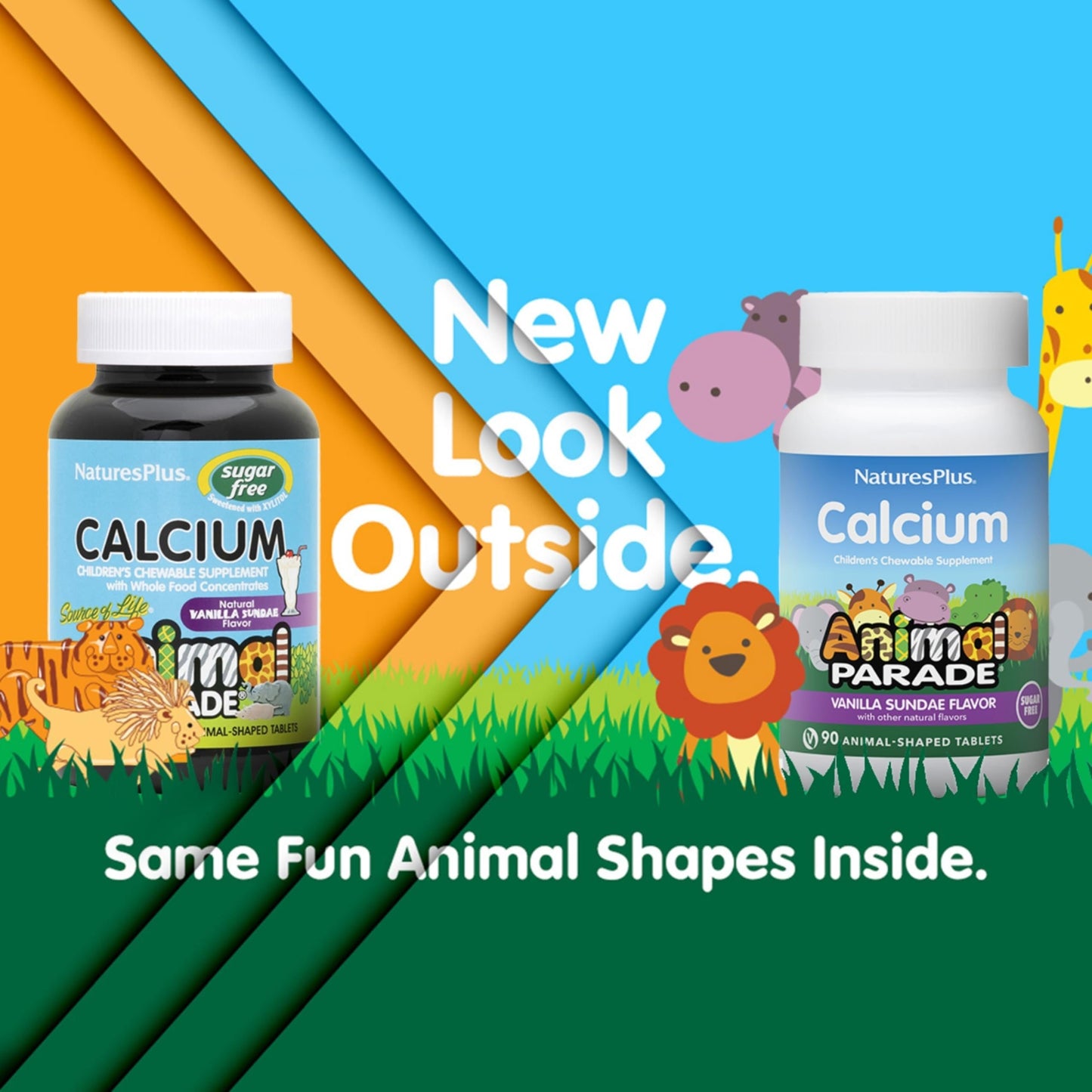 Paquete doble calcio masticable NaturesPlus Animal Parade niños
