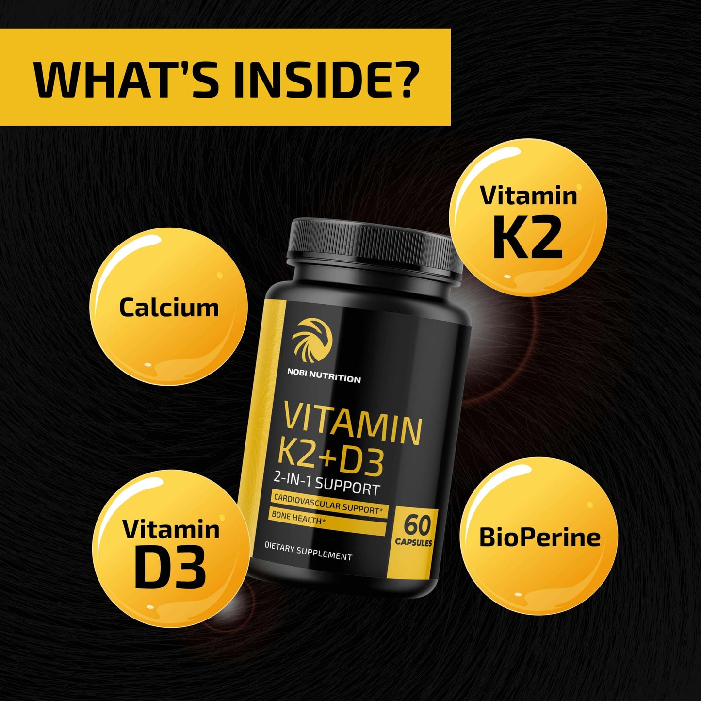 Paquete cápsulas vitamina D3 K2 magnesio calcio 2 meses