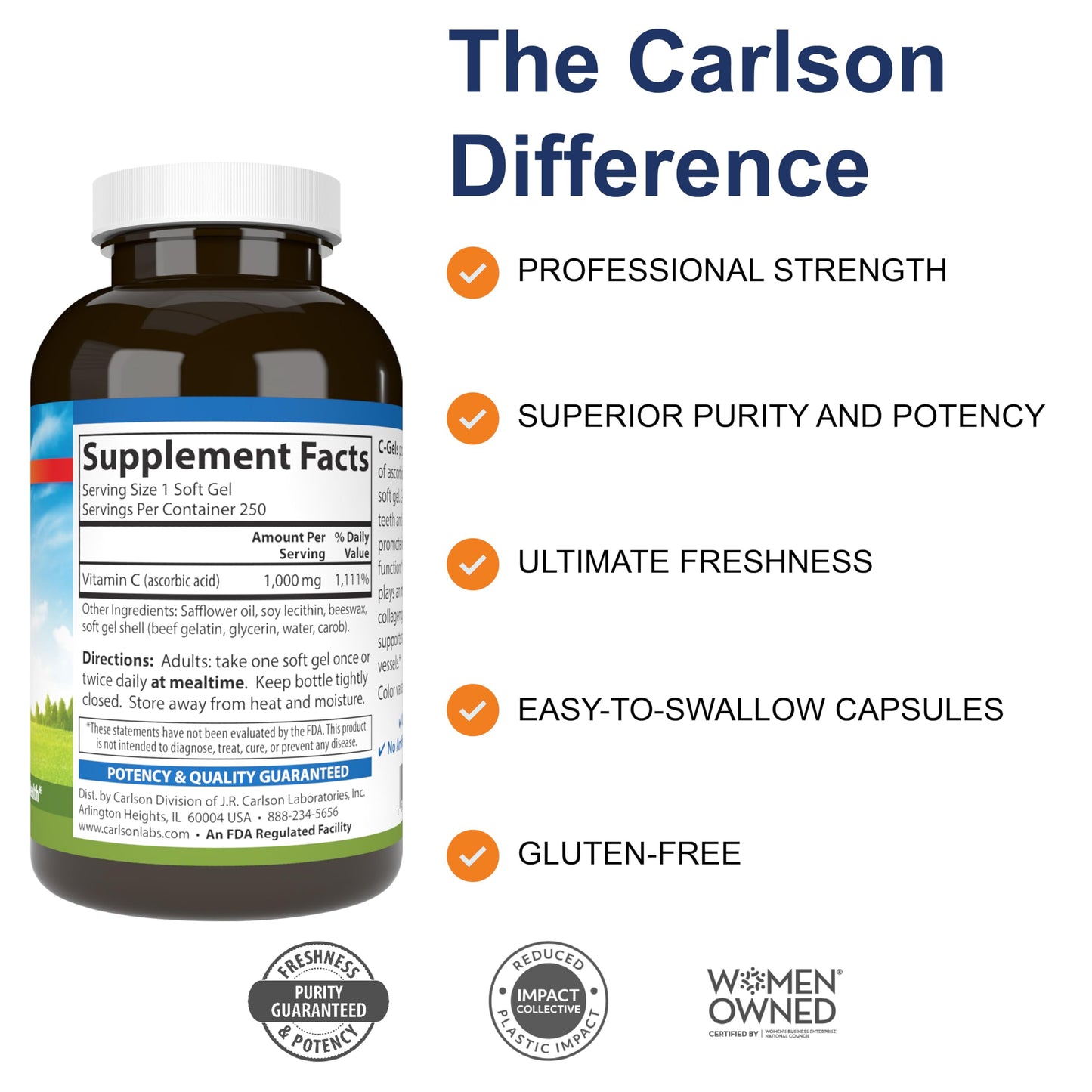 Paquete Carlson cápsulas blandas vitamina c antioxidante