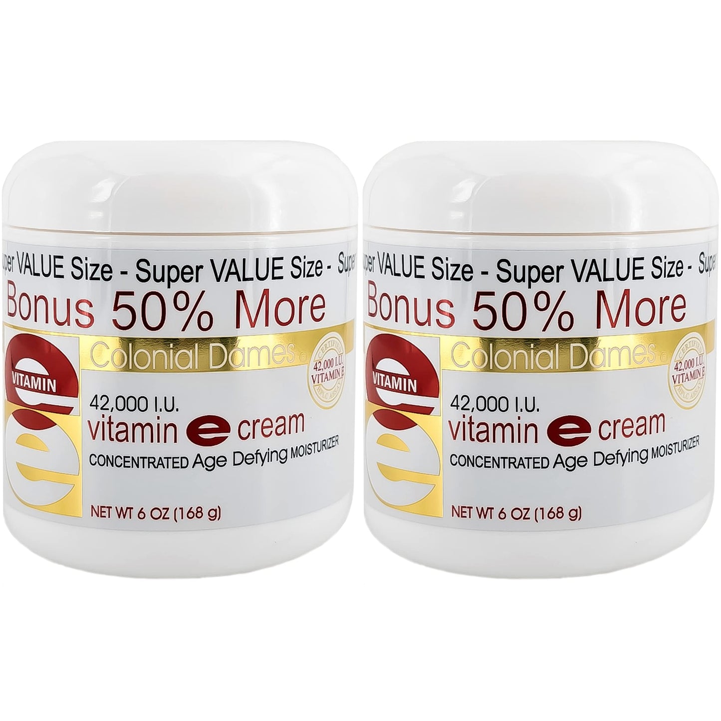 Paquete de crema hidratante vitamina E Colonial Dames 42000 UI