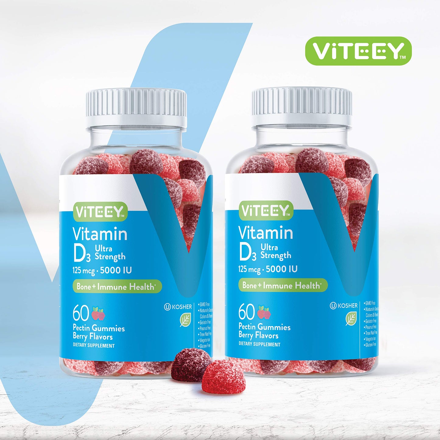 Paquete doble gomitas vitamina D3 Viteey ultra fuertes