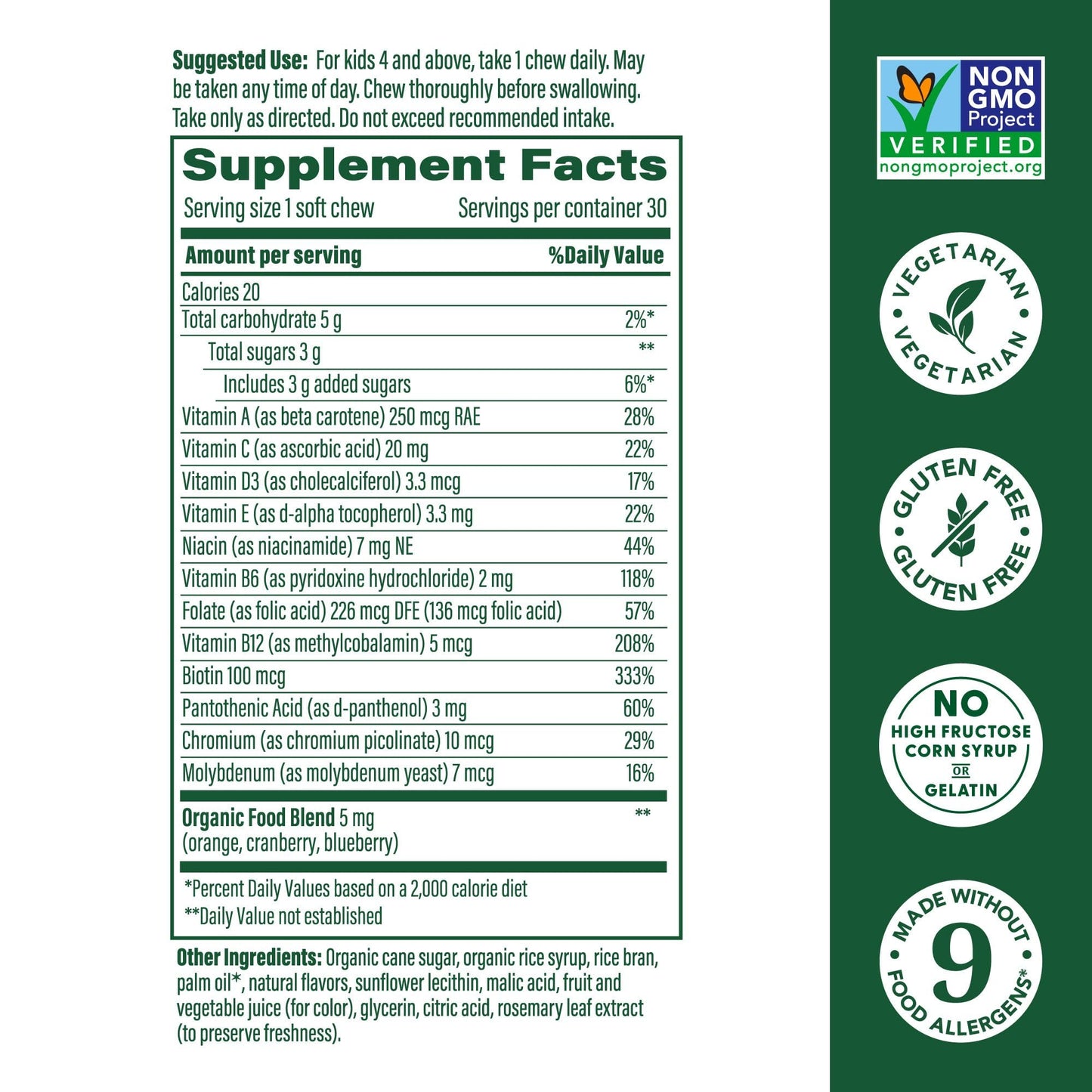 Paquete doble multivitaminas infantiles MegaFood 30 masticables