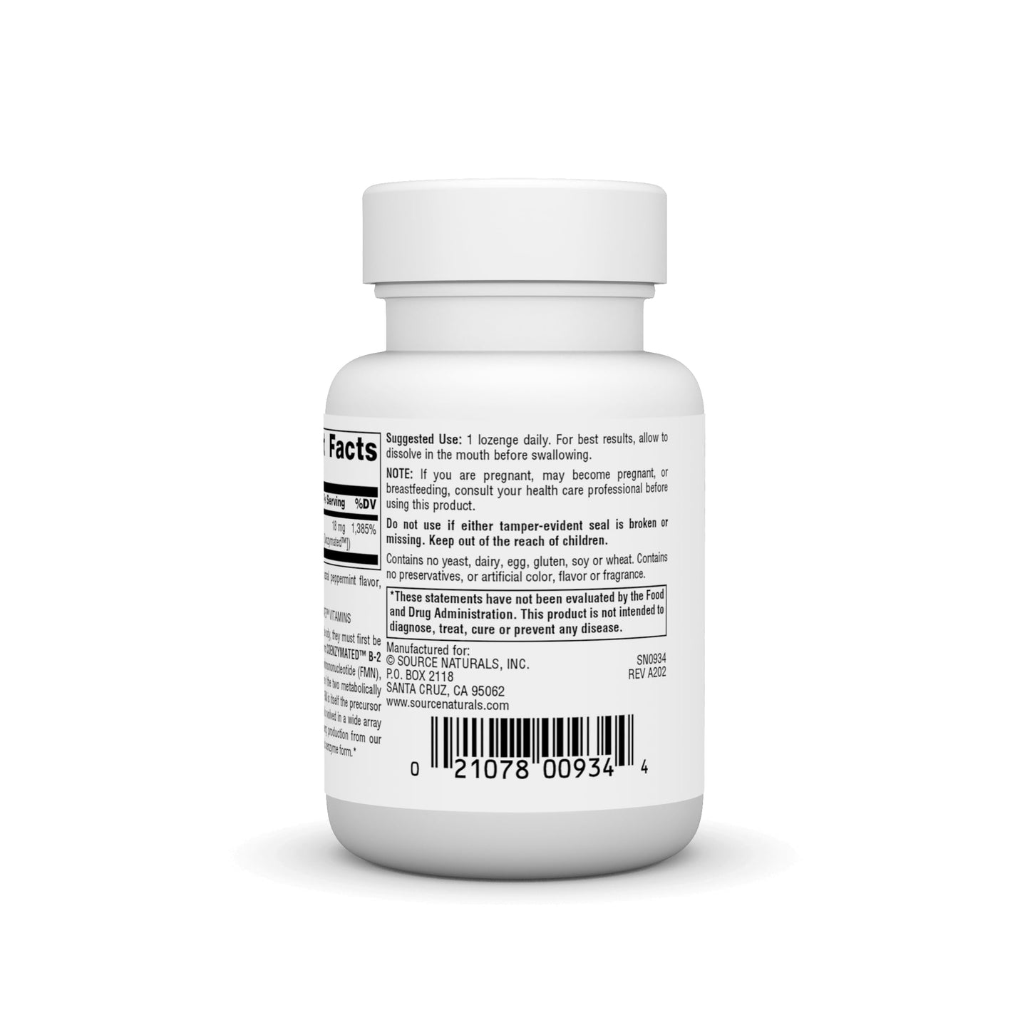 Paquete frontal Coenzymated B-2 25mg Source Naturals