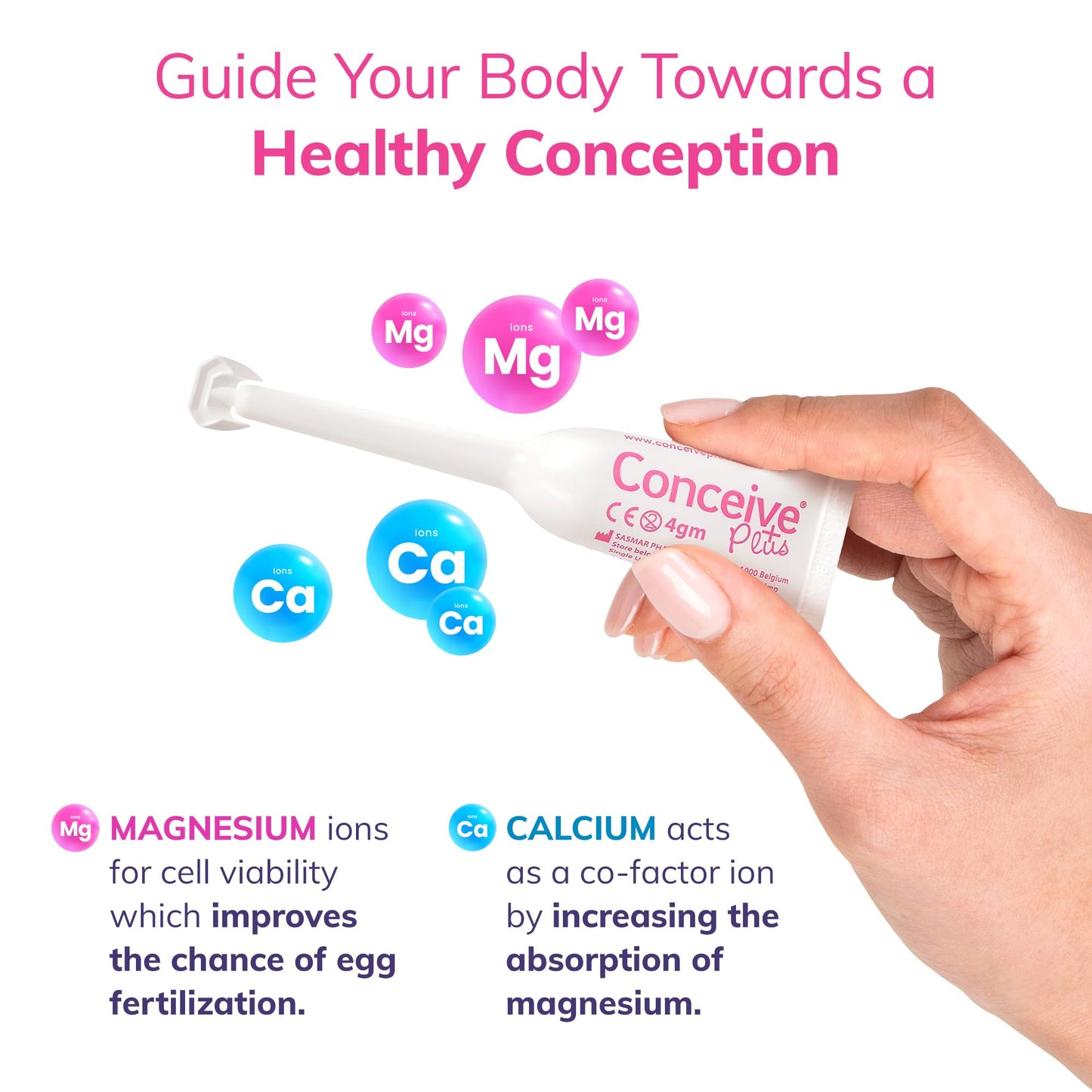 Paquete frontal Conceive Plus lubricante y suplemento inositol