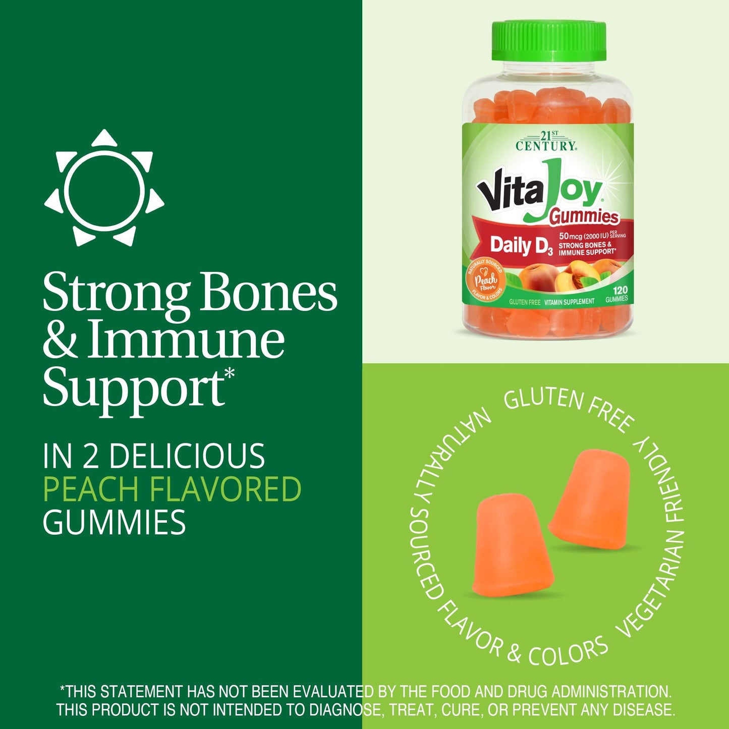 Paquete frontal gomas vitamina D3 21st Century