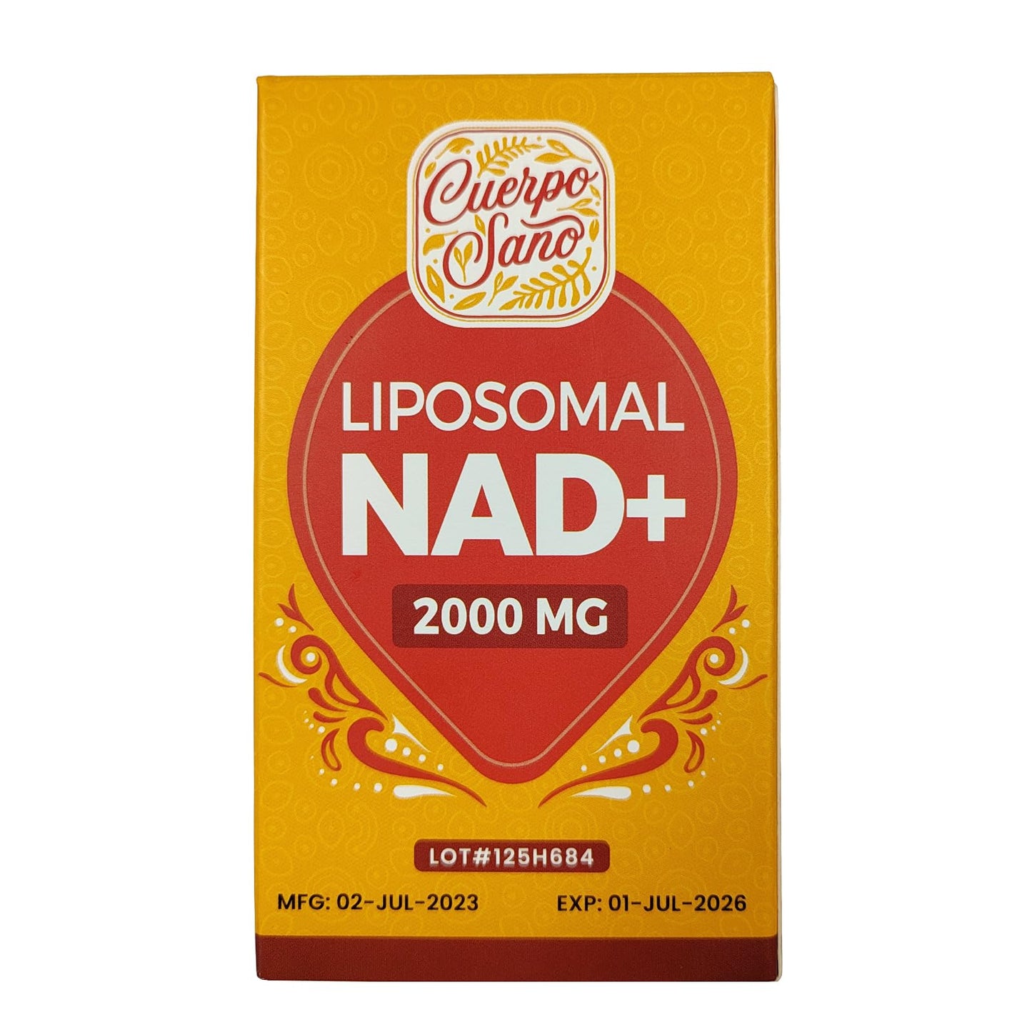 Paquete frontal suplemento NAD+ liposomal Cuerpo Sano