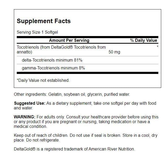 Paquete frontal Swanson Tocotrienoles vitamina E para colesterol